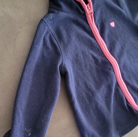 OshKosh B'Gosh 2T Fleece Zippered Navy Blue Jacket - Picture 3 of 5